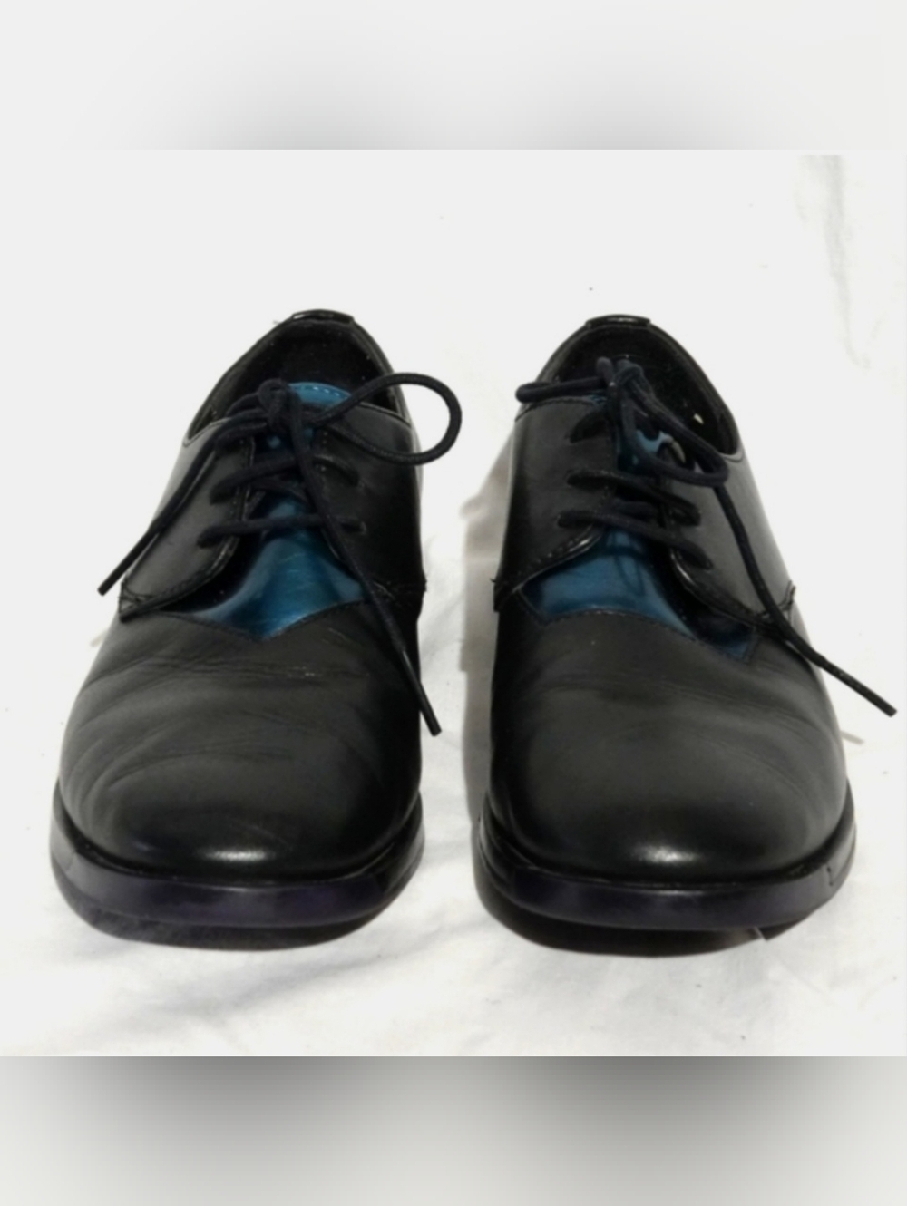 CAMPER - TWINS Black with Metallic Blue Contrast Laced Oxfords, size 37